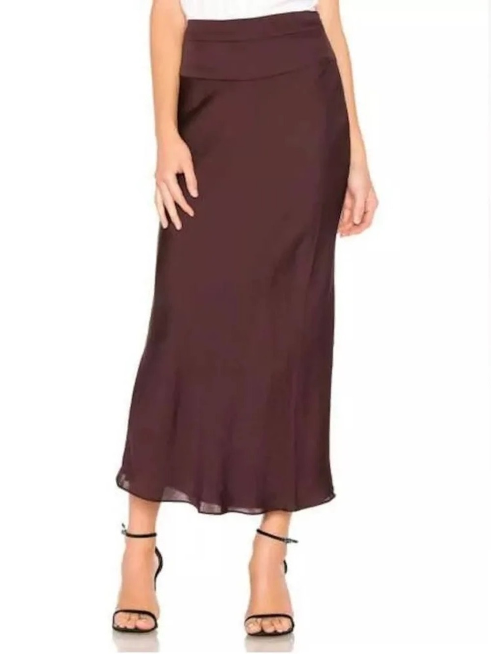Free People Normani Bias Midi Skirt in Mahogany
